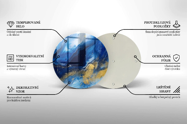 De vidrio templado Mármol azul y oro