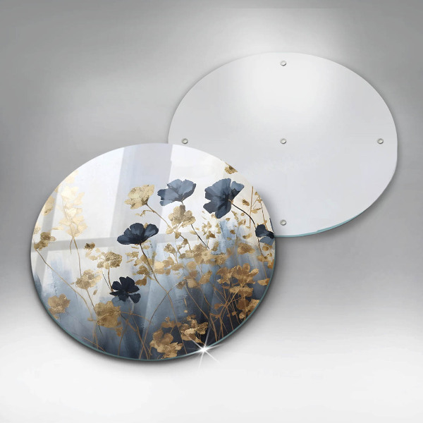 De vidrio templado Flores azules y doradas