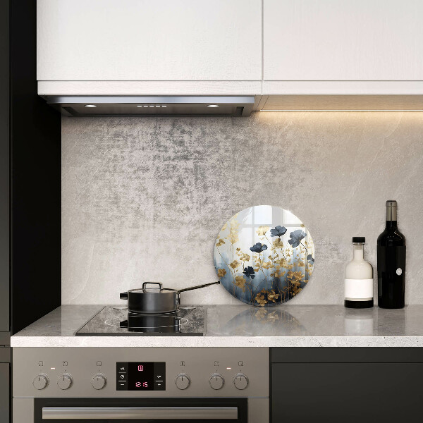 De vidrio templado Flores azules y doradas