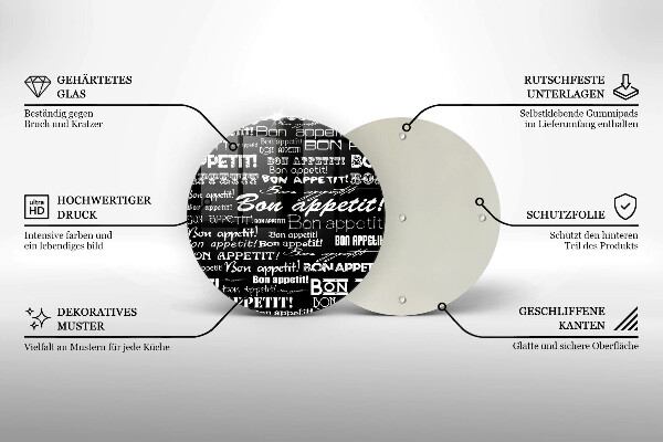 De vidrio templado Subtítulos de cocina bon appetit