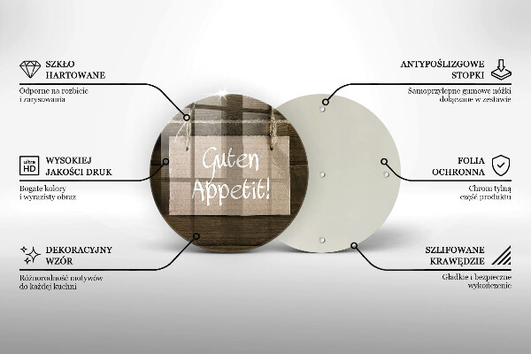 De vidrio templado Inscripción de guten apetit en tableros