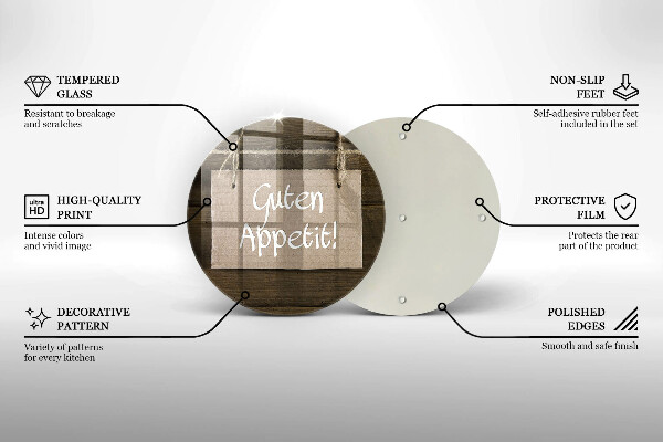 De vidrio templado Inscripción de guten apetit en tableros