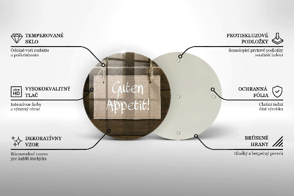 De vidrio templado Inscripción de guten apetit en tableros