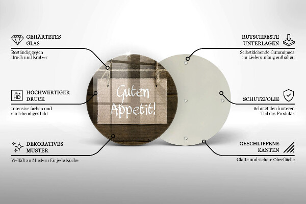 De vidrio templado Inscripción de guten apetit en tableros