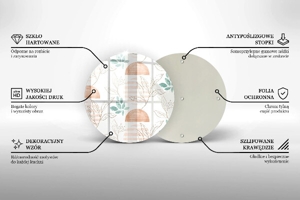 De vidrio templado Patrón de hojas boho