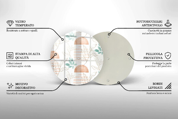 De vidrio templado Patrón de hojas boho