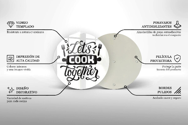 De vidrio templado Let's cook together