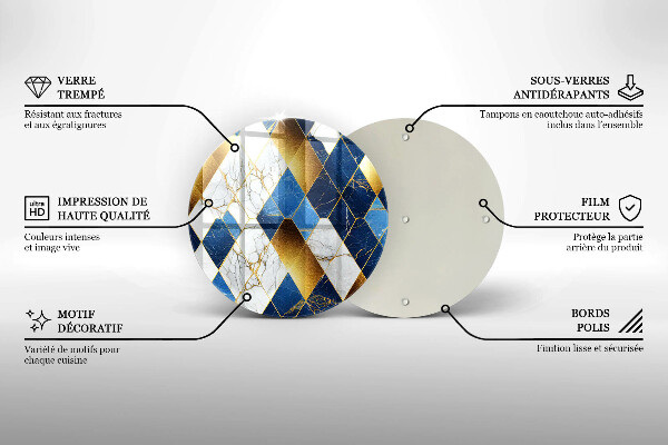 De vidrio templado Rombos de mármol dorado