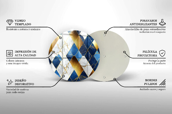 De vidrio templado Rombos de mármol dorado