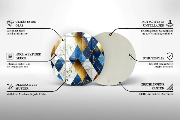 De vidrio templado Rombos de mármol dorado