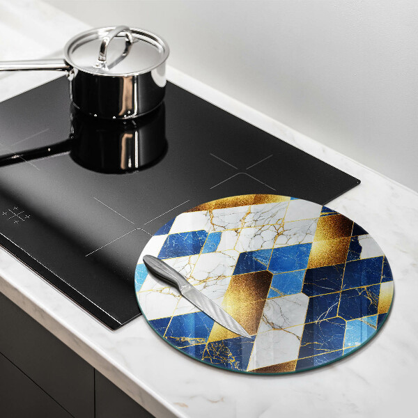 De vidrio templado Rombos de mármol dorado