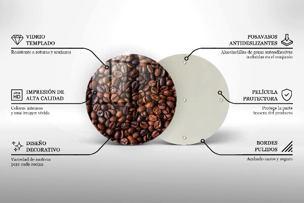 De vidrio templado Granos de café