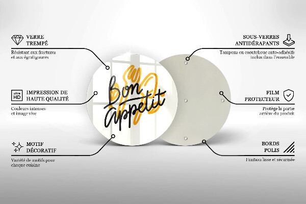 De vidrio templado Inscripción de bon appetit