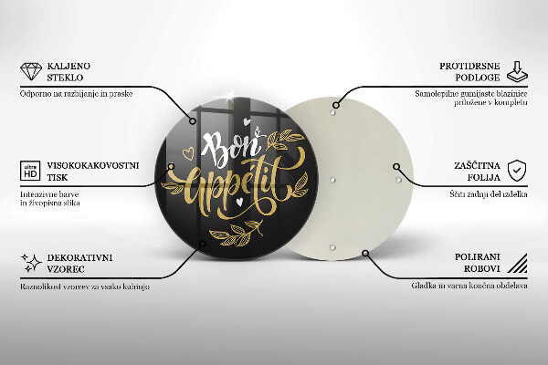 De vidrio templado Inscripción de bon appetit