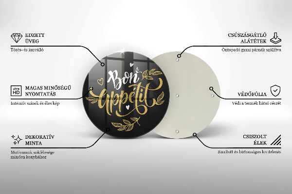 De vidrio templado Inscripción de bon appetit