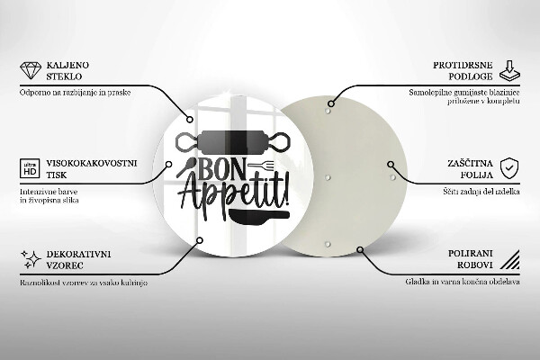 De vidrio templado Inscripción de bon appetit