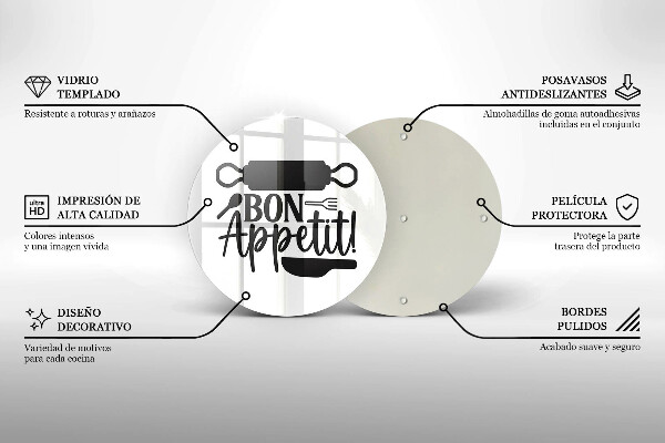 De vidrio templado Inscripción de bon appetit