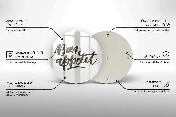 De vidrio templado Inscripción de bon appetit