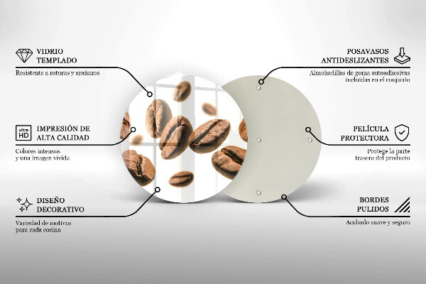De vidrio templado Granos de café