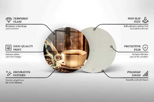 De vidrio templado Taza y granos de café