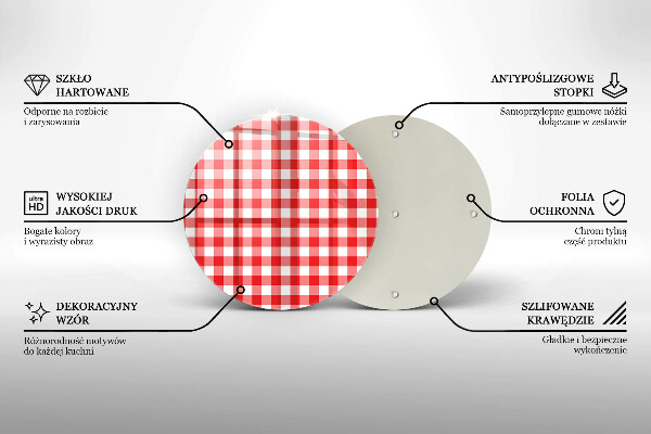 De vidrio templado Patrón de cuadros rojos y blancos