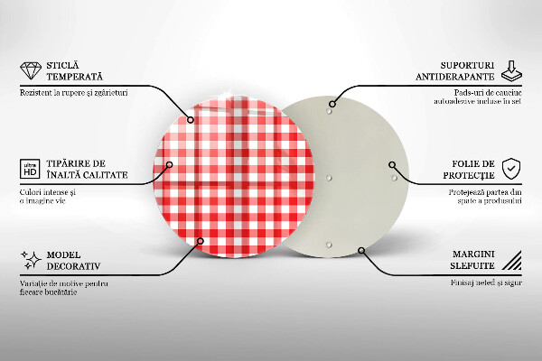 De vidrio templado Patrón de cuadros rojos y blancos
