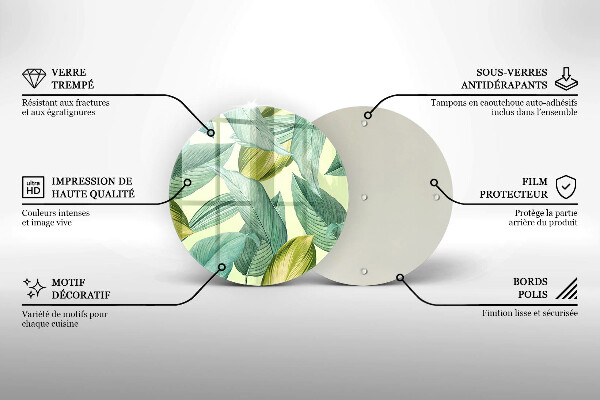 De vidrio templado Hojas tropicales verdes