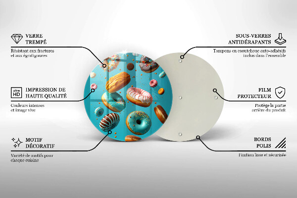 De vidrio templado Donas coloridas