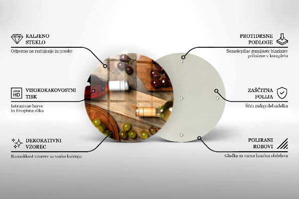 De vidrio templado Botellas de vino y uvas