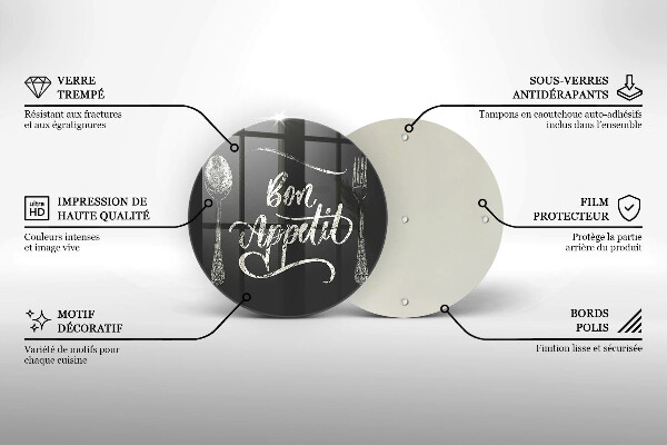 De vidrio templado Inscripción de bon appetit