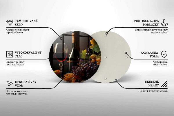 De vidrio templado Copa de vino y uvas