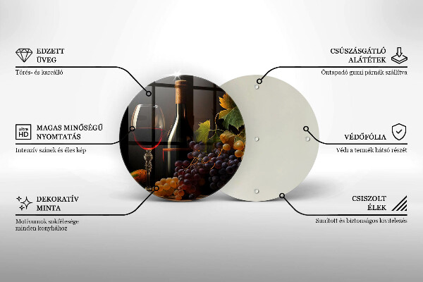 De vidrio templado Copa de vino y uvas