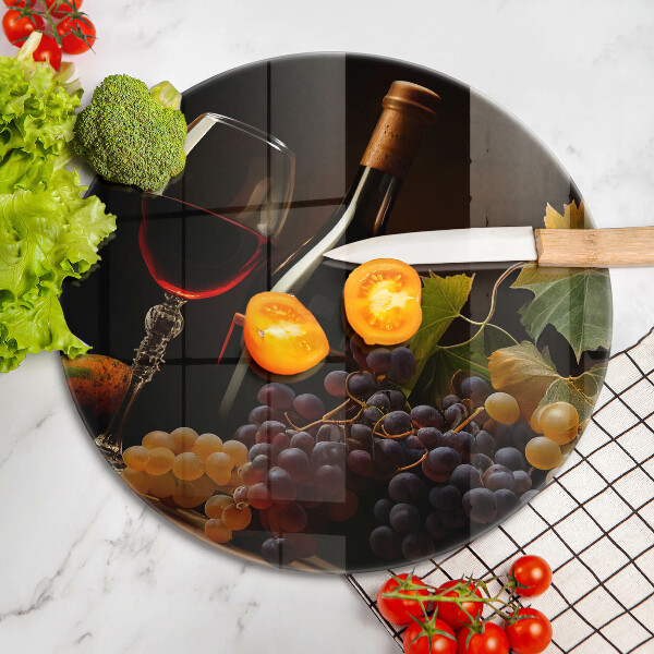 De vidrio templado Copa de vino y uvas