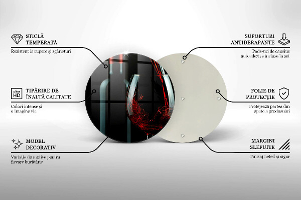 De vidrio templado Botella de vino y copa