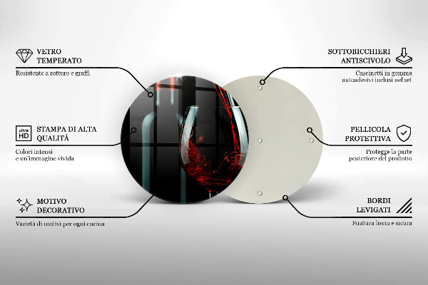 De vidrio templado Botella de vino y copa
