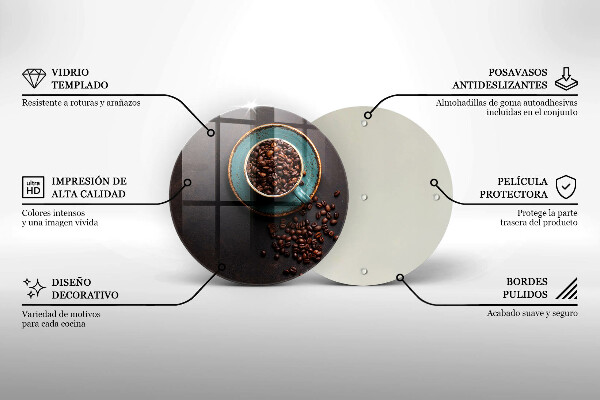 De vidrio templado Una taza de granos de café