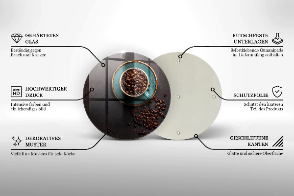 De vidrio templado Una taza de granos de café