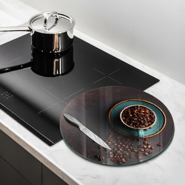 De vidrio templado Una taza de granos de café