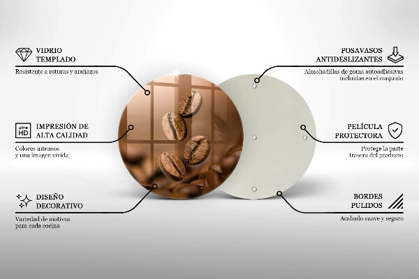 De vidrio templado Granos de café