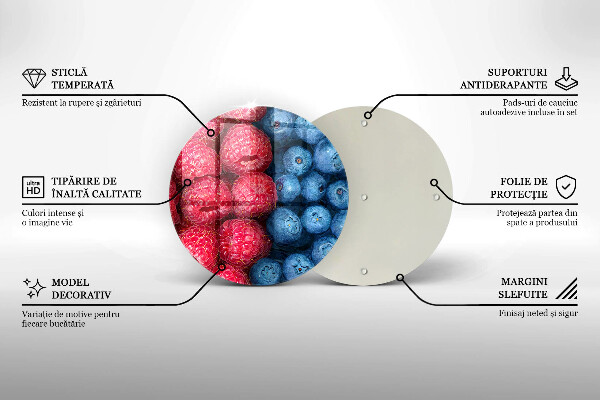 De vidrio templado Frutas de frambuesa y arándanos