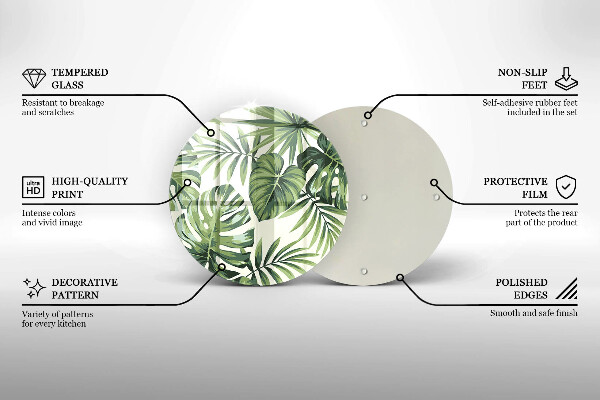De vidrio templado Ilustración de hojas de monstera