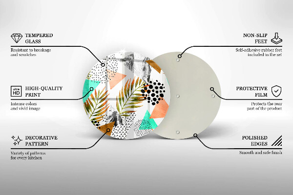 De vidrio templado Patrón de hojas boho