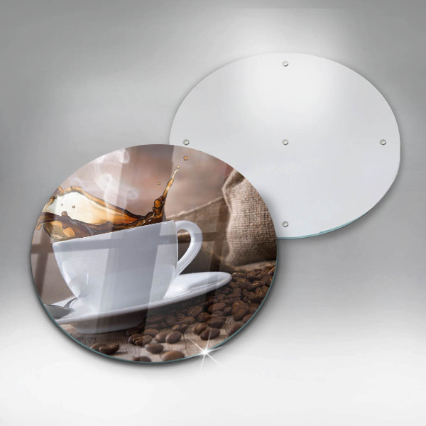 De vidrio templado Taza y granos de café