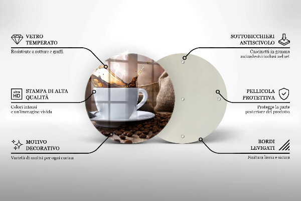 De vidrio templado Taza y granos de café