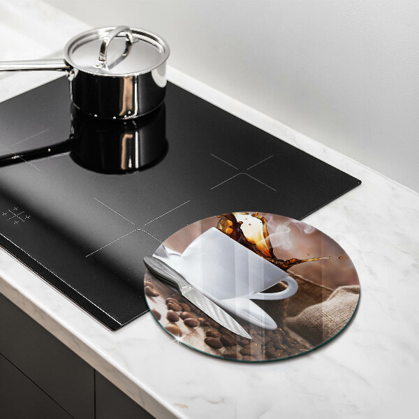 De vidrio templado Taza y granos de café