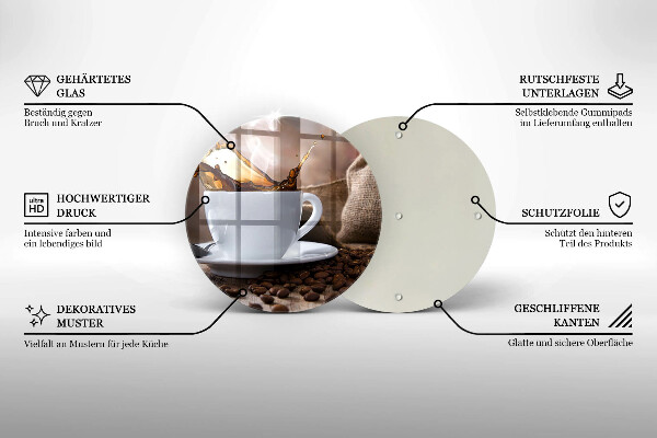 De vidrio templado Taza y granos de café