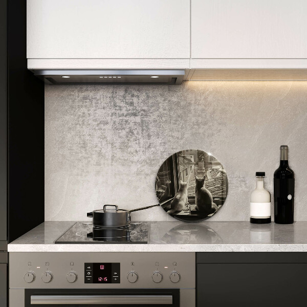 De vidrio templado Ventana y ciudad de gatos