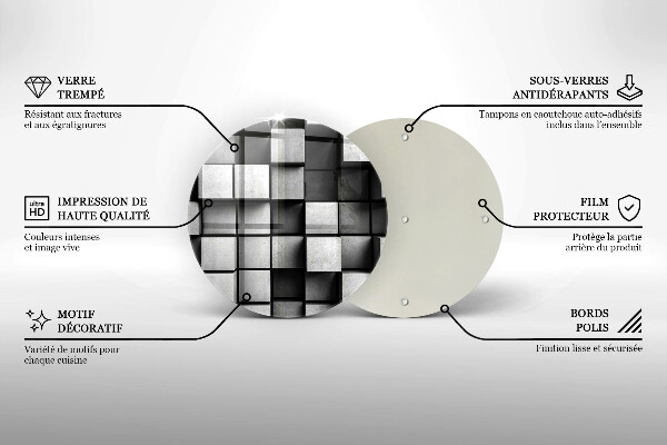 De vidrio templado Cuadrados abstractos 3d