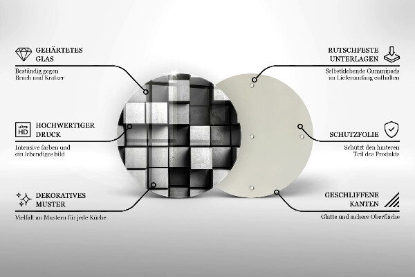 De vidrio templado Cuadrados abstractos 3d