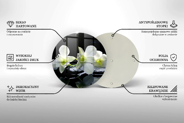 De vidrio templado Flores blancas en agua zen